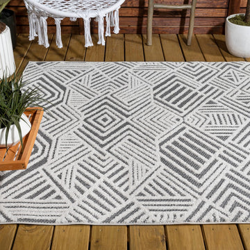 Jordan High-low Pile Art Deco Geometric Indoor/outdoor Area Rug
